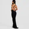 Primavera de 2026 Novo Estilo Sexy Decote Halter Costas Abertas Cor Sólida Vestido Longo Europeu e Americano Sudeste Asiático Transfronteiriço Solto Vestido Evasê