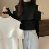 Cuidado Ropa de Punto Off-Shoulder para Mujer Primavera 2025 Nuevo Diseño Retro Francés Tejido Elegante Ajustado de Manga Larga