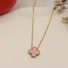 Collar Clavícula con Colgante Doble Cara de Flor Única y Trébol de Cuatro Hojas de Moda para Mujer, Diseño de Nicho de Alta Gama, Producto de Fábrica 18K que No se Desvanece