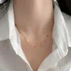 Exquisito y de Alta Calidad Hierba de la Fortuna Collar de Circonita Multicolor para Mujer Cadena de Clavícula Ligera de Lujo Simple Cadena de Collar Elegante Versátil