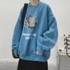 Moletom Estilo Hong Kong Masculino Primavera e Outono Nova Marca de Moda Ins Roupas High Street Casual Americano Versátil Solto Camiseta