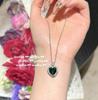 Colar de gema de amor verde Mojito, mulher rica, feliz, banhado a ouro 18K, brincos de zircônia, pavão verde, pêssego, coração