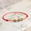 Benmingnian Fantasma Verde Cuerda Roja Ancla Pulsera Tejida Fina para Mujer Cuentas Haoyun Estilo Antiguo Simple Regalo para Novia