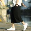 Verão fino de cor sólida linho Cropped Calças Extras Homens tamanho grande Algodão solto e linho Shorts Tesão Moda Cropped