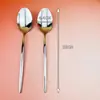 Colher portuguesa de aço inoxidável colher colher colher pequena cabo colorido galvanizado colher para misturar café cabo longo simples colher net red