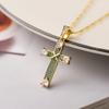 Colar pingente geométrico de zircônia banhado a ouro 18K bronze australiano moda feminina luxo leve personalidade corrente clavicular fornecimento transfronteiriço