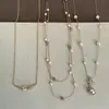 Collar de corazón de perla y circón de lujo ligero estilo francés para mujer, vintage, delicado, moderno, a la moda, versátil para el trabajo, cadena para la clavícula