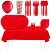 Traje de Fiesta Rojo Puro nuevo transfronterizo plato de papel desechable vaso de papel servilleta cuchillo tenedor cuchara pajita globo mantel