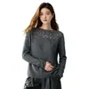 Suéter de cashmere com trama aberta estilo coreano, blusa de tricô estampada para mulheres, nova coleção outono/inverno, suéter de lã moderno e estiloso