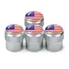 Produtos Automotivos Transfronteiriços Cola Logotipo Bandeira Americana Tampa de Válvula Pneu de Carro Liga de Alumínio Preto Prata Tampa de Válvula