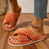 Zapatillas cruzadas de venta caliente transfronterizas, hechas a medida, pequeña cantidad, para mujer, uso doméstico, otoño e invierno, zapatillas de hombre de felpa, suela plana, punta abierta