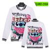 Traje de Béisbol Europeo con Estampado de Ángel Stitch Lilo Stitch Manga Larga Forro Polar Cuello Redondo Chaqueta con Botones