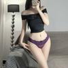 Ropa interior sexy de encaje de talle bajo, Ropa interior sexy transparente con tirantes, Ropa interior de encaje con lazo de pura lujuria y tentación para mujer