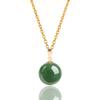 Pendente Colar de Jade Hetian Verde Espinafre Pedra Antiga Jaspé Pérola Redonda Ouro 18K Genuíno Pingente de Jade Natural para Homens e Mulheres
