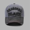 Gorra de béisbol bordada con letras de tela lavada transfronteriza europea y americana, retro, desgastada, moderna, para hombre, combina con todo, protección solar para mujer, gorra con visera