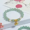 Pulseira de Contas de Jade Seda Dourada de Material Natural de Xinjiang com Esmalte Violeta Pulseira de Cristal de Jade para Mulheres Presente