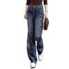Jeans de Pierna Ancha Largos de Color Sólido de Cintura Alta Adelgazantes con Bordado Estilo Chino, Nuevos para Primavera y Otoño 2025, Casual Versátil Popular para Mujer