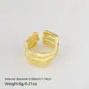 Distrito Lu Moda Transfronteriza Chapado en Cobre Oro Real de 18K Brillo Anillo Abierto Personalidad de Mujer Simple Hueco Todo-partido para Mujer Al por Mayor