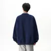 Cardigan Suéter Americano Retro Color-Blocked com Gola Alta, Unissex, Novo Estilo Primavera 2026, Jaqueta Simples de Corte Solto para Casal