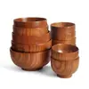 Ensaladera Natural China de Madera para Niños y Adultos Tazón de Arroz Tazón de Madera Maciza Grande y Pequeño Tazón para Sopa Tazón para Fideos Vajilla para el Hogar