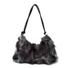 Bolso de Hombro de Felpa con Textura Transfronterizo para Mujer 2025 Nuevo Moda Otoño/Invierno Elegante Patchwork Pelo Largo