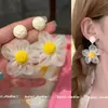Brincos de Franja Florais na Cor Dopamina para Mulheres, Estilo Festivo Exagerado para Praia, Presilhas de Orelha sem Furo