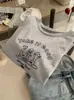 Camiseta Pulóver Manga Corta Cuello Redondo Estampado de Cachorro de Yoga de Dibujos Animados Anime Omalai para Mujer Primavera Top Cepillado 6409