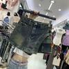 Saia Jeans Irregular para Mulheres Verão Versão Coreana 2025 Novo Design Cintura Alta Efeito Emagrecedor Shorts Saia Tendência