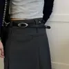 Pantalones Originales de Comercio Exterior de Tiro Bajo Nuevos con Cinturón Decorativo, Cinturón Único de Media Luna, Versátil Cinturón Negro de Cuero Estilo Coreano