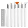 Kit Completo de Canetas para Nail Art com 15 Peças para Desenho de Linhas, Pintura, Remoção de Gel, Gel UV, Pontilhismo, Desenho de Flores e Ferramentas de Pincel para Polimento