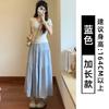 Saia Midi Elegante Branca para Mulheres, Adequada para Primavera, Outono e Inverno, Cintura Alta, Emagrecimento, Saia Curta Casual em Linha A