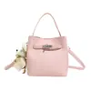 Bolso de Nicho Estilo Coreano Primavera 2026 Estudiante Casual Gran Capacidad Moda Color Sólido Bolso Cesta Cubo Bolso Cruzado