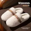 2026 Nuevas Pantuflas Peludas para Pareja Invierno Más Terciopelo Cálidas Pantuflas de Interior Hogar de Gama Alta Simples de Algodón