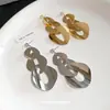 Pendientes Metálicos Geométricos de Aguja Plateada con Borlas, Estilo Europeo y Americano, Modernos y Lujosos, Pendientes Exagerados de Alta Gama