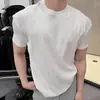 Camiseta Deportiva de Verano para Hombre Estilo Old Money, Ajuste Delgado, Hombro Normal, Manga Corta, Cuello Redondo, que Realza la Apariencia de Fuerza, Mangas Tres Cuartos