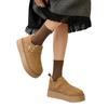 Artículos de Año Nuevo ~ Zapatos Birkenhair de Suela Gruesa 2024 Piel de Vaca Escarchada Mezclado con Lana de Cordero Espesa Botas de Nieve de Caña Alta de Boca Baja