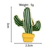 Broche de combinação de plantas verdes estilo pastoral, distintivo de cacto fofo, acessório de nicho para uso diário de estudante e sobretudos