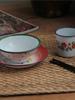 Plato de cuenco de esmalte antiguo nostálgico taza de porcelana alta cuenco de flor de hielo para arroz restaurante de olla caliente vajilla cadena malatang