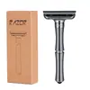 Barbeador de Segurança Ajustável RZACLEA, Liga de Zinco, Ajuste de Afiação de 8 Marchas, Botão de Pressão para Abrir a Cabeça, Lâmina Simples Dupla Face Barbeador Manual Masculino