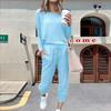 2026 Amazon Otoño Nuevo Transfronterizo Europeo y Americano Tallas Grandes Shopee Conjunto de Moda Casual Color Sólido para Mujer