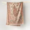 Bufanda Jacquard Floral Étnica con Borlas para Mujer Otoño Invierno Atmósfera Retro Fotografía de Viaje Doble Uso Cálida Bufanda Grande