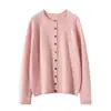 25 Cardigan de Cachemira de Color Sólido Nuevo para Primavera y Otoño, Chaqueta de Punto para Mujer con Bordes Enrollados, Versátil, Holgada, Adelgazante, con Diseño de Hombro Retorcido