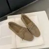 Mocasines de piel auténtica con suela blanda para mujer, nuevos mocasines planos de gamuza vintage 2024 con punta cuadrada y corte bajo