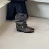 Botas femininas retrô francesas estilo coreano, bico fino, cano justo, com fivela de cinto, novidade outono 2026, elegantes, salto grosso, moda, tornozeleiras