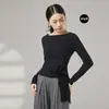 Roupas de Dança Novo Outono e Inverno Manga Longa Tops de Dança Moderna Irregulares Roupas de Prática de Dança Clássica