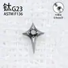Pendientes de Estrella de Cuatro Puntas F136 con Diamantes, Joyería para Piercing Corporal Implantable Transfronteriza de Aleación de Titanio G23 Accesorios de Tachuela para Hélice de la Oreja