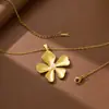 Moda Outono Simples Colar com Pingente de Flor de Cinco Pétalas com Acessórios de Pérola Sintética, Colar com Pingente de Flor de Alto Padrão