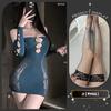 Falda de Perla de Luna Matutina Ajustada al Cuerpo Vestido de Malla Sexy Deseo Puro Escote Abierto Coqueto Transparente Lencería Erótica Vestido de Malla