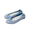 Nuevo producto Lan Gui: Zapatos de mujer plateados de principios de otoño, punta redonda, corte bajo, bailarinas Mary Jane con lazo para mujer