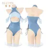 Feimu & Princesa Misteriosa Dientes Suaves Chica Tiburón Cuello Halter Espalda Descubierta Dientes de Tiburón Sin Entrepierna Body ZY160 Lencería Sexy